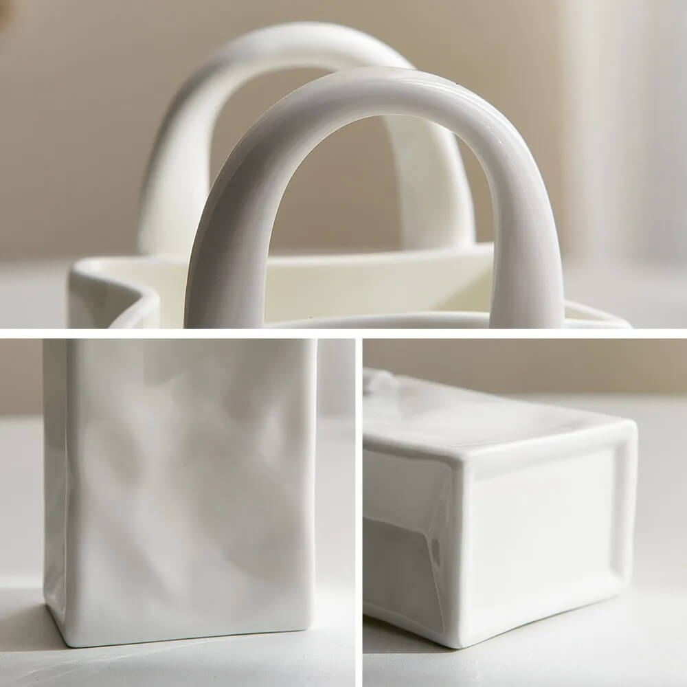 ceramiczna waza w kształcie papierowej torby