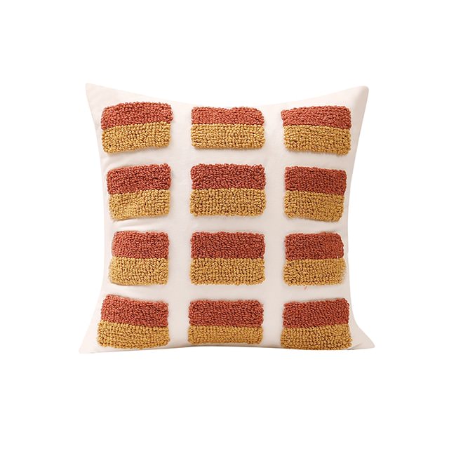 Poszewka na poduszkę w kolorze ochrowym z obramowaniem