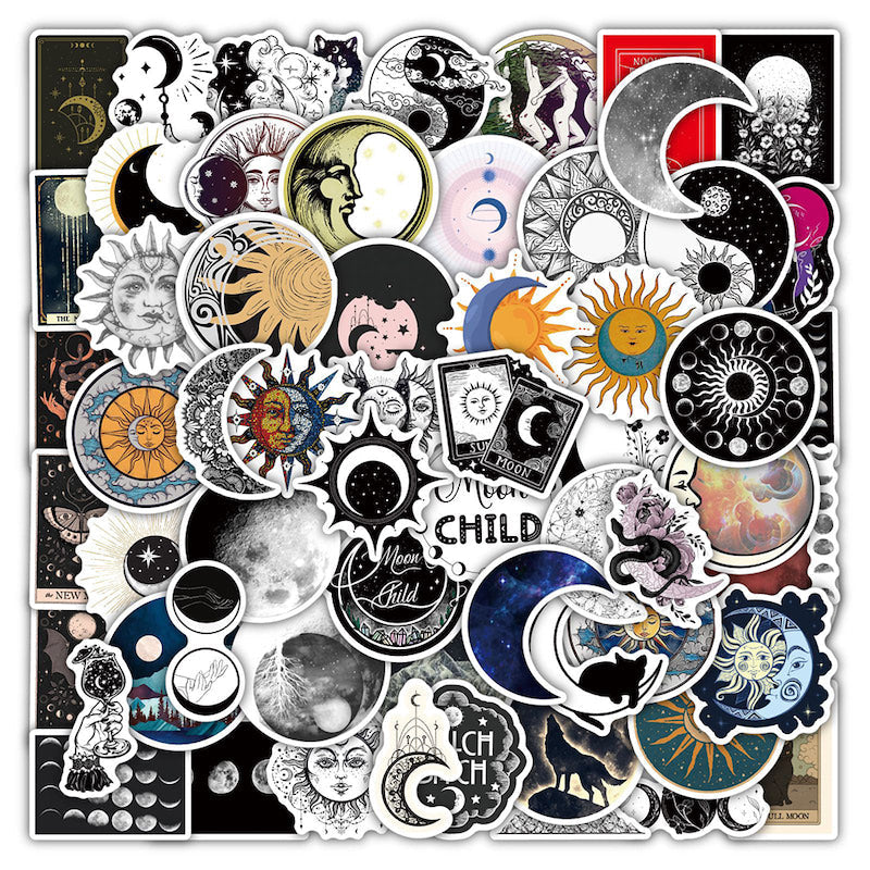 Zestaw naklejek z duchowym słońcem i księżycem