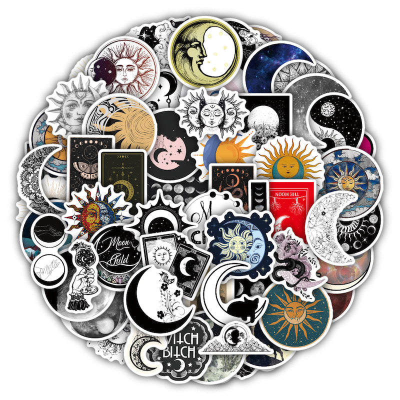 Zestaw naklejek z duchowym słońcem i księżycem