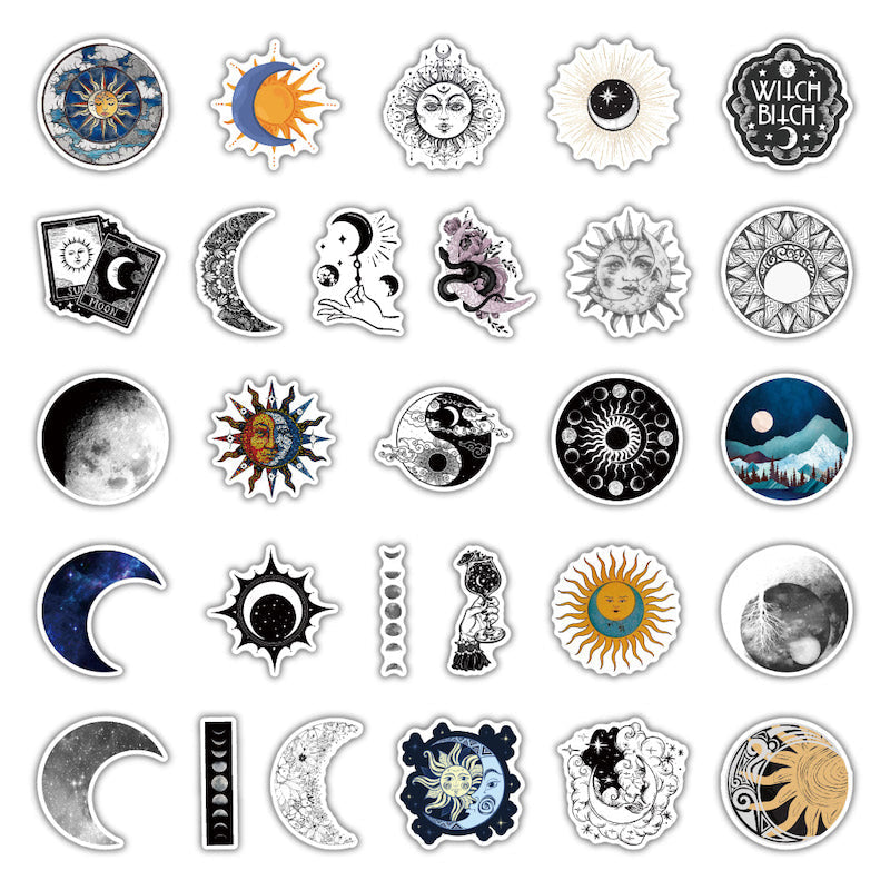 Zestaw naklejek z duchowym słońcem i księżycem