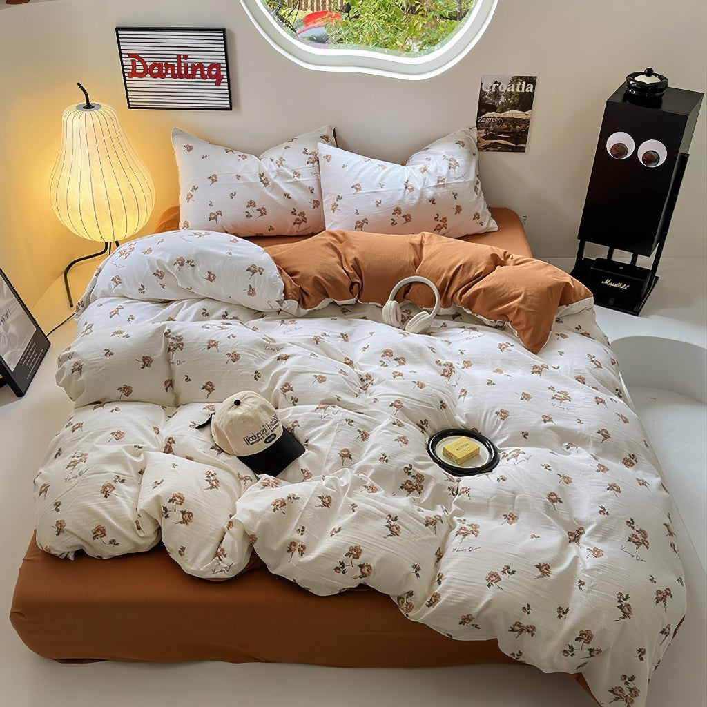 Zestaw pościeli z nadrukiem vintage róż na jesień