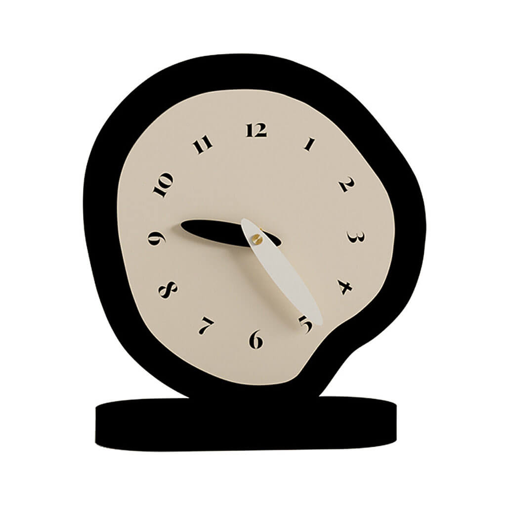 Czarnobiały nieregularny minimalistyczny zegar biurkowy