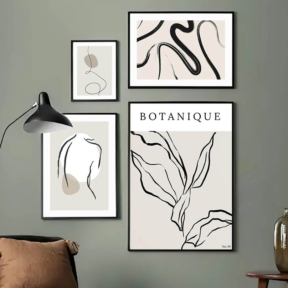 Postery na płótnie z minimalistycznym konturem artystycznym