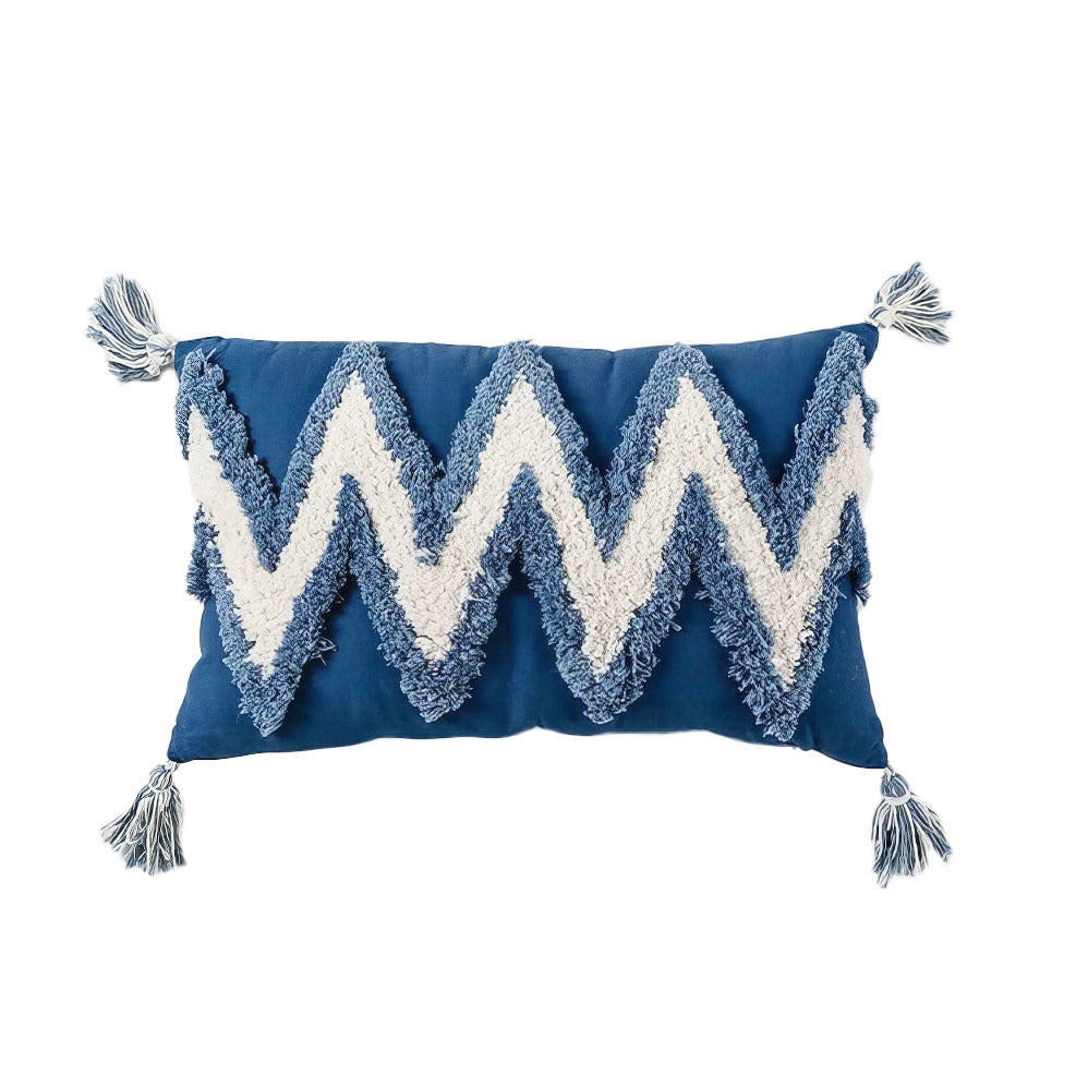 Niebiesko-żółta teksturowana pokrywa na poduszkę