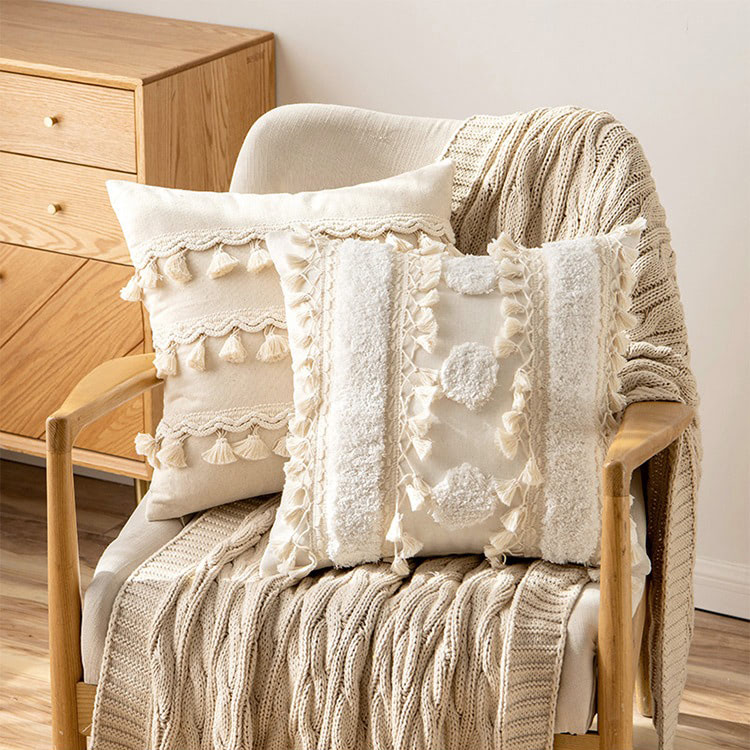 Pokrowiec na poduszkę z frędzlami w stylu boho z frędzlami