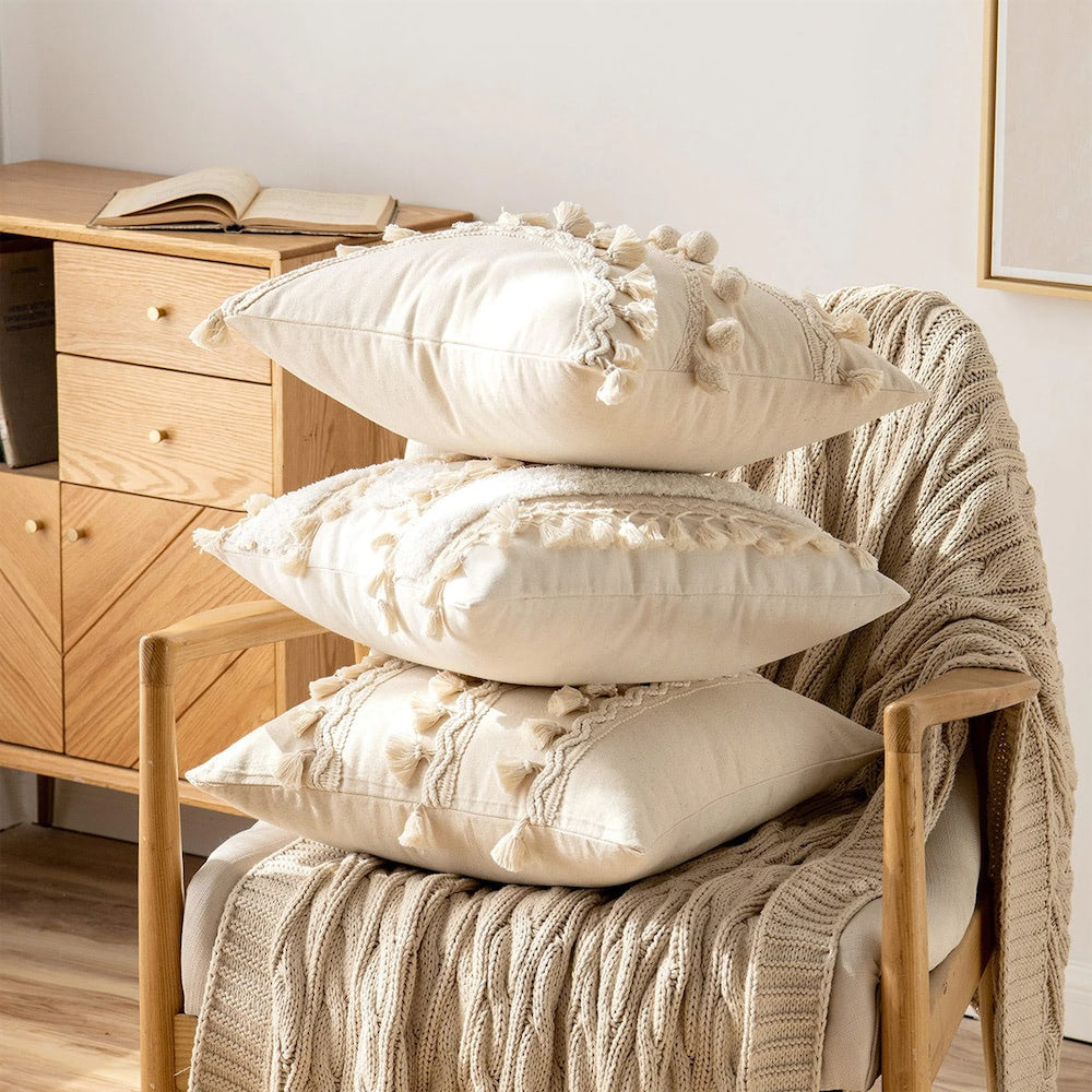 Pokrowiec na poduszkę z frędzlami w stylu boho z frędzlami