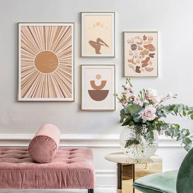 Plakaty na płótnie w stylu boho abstrakcyjnym