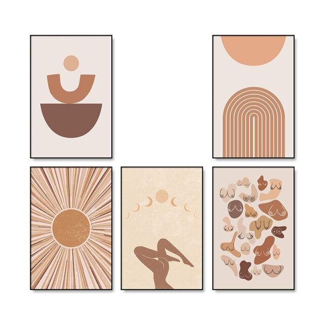 Plakaty na płótnie w stylu boho abstrakcyjnym