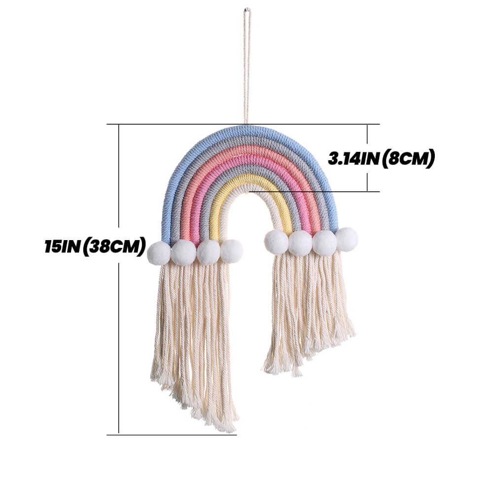 Dekoracja ścienna z makramy w kształcie tęczy