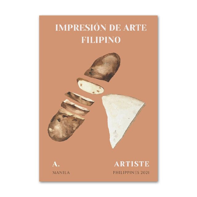 Plakaty na płótnie z chlebem i kawą