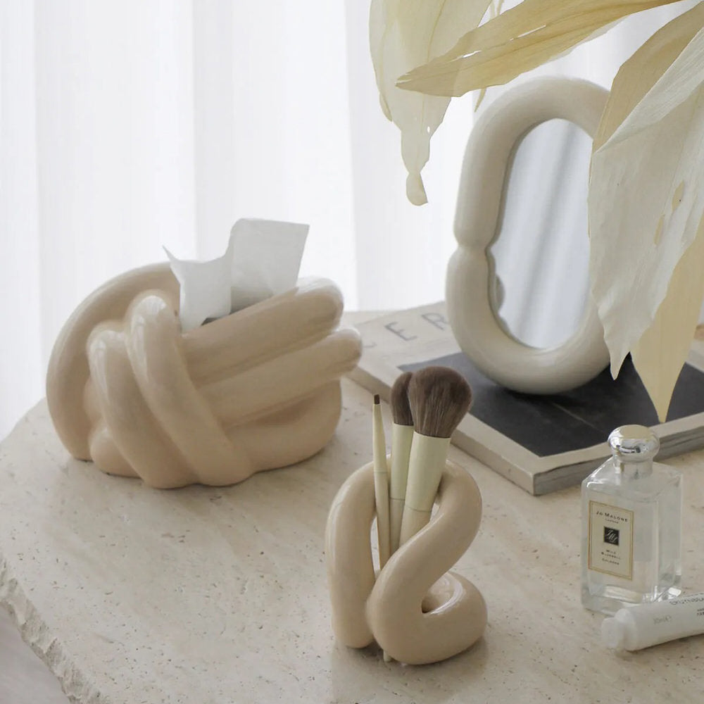 Zakładka na pędzle do makijażu z ceramiki o kształcie krągłym