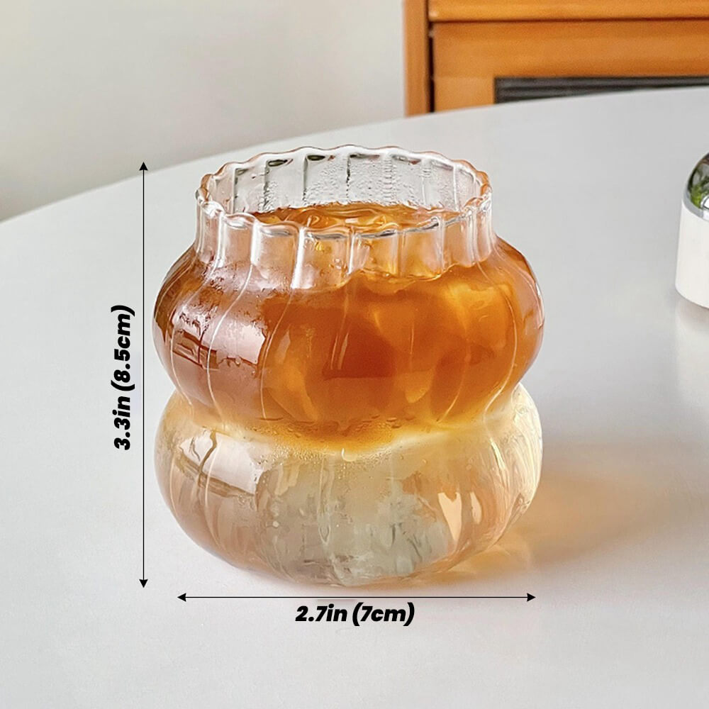 Retro Szklany Kubek na Zimną Kawę