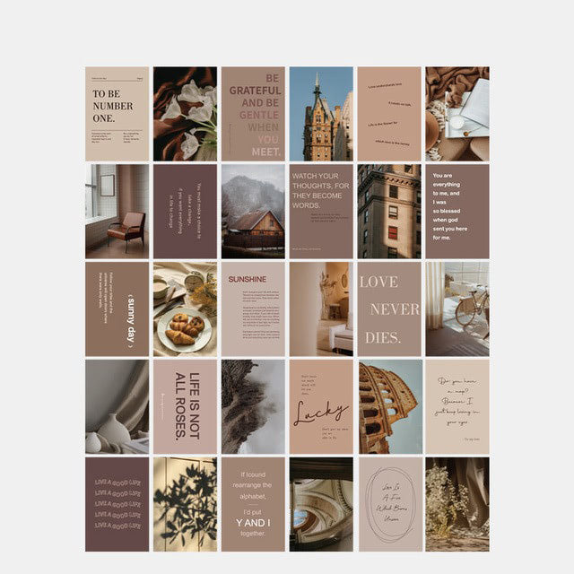 Kolorowe odcienie i cytaty na karty do kolażu ściennego