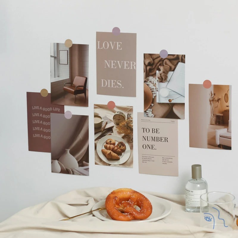 Kolorowe odcienie i cytaty na karty do kolażu ściennego