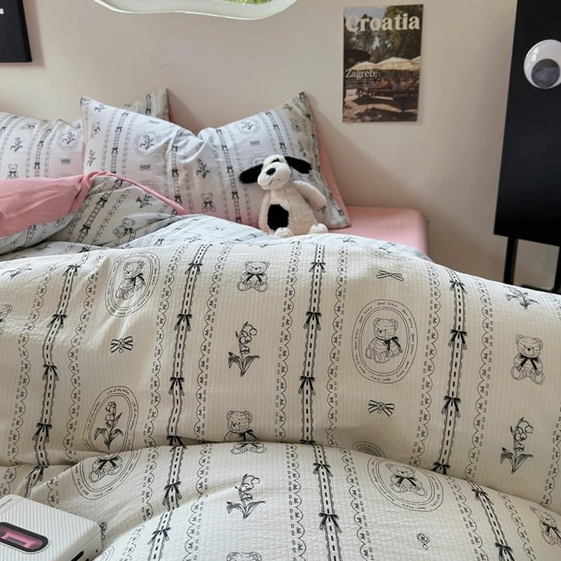 Zestaw pościeli Coquette Print w kolorze różowego pyłu