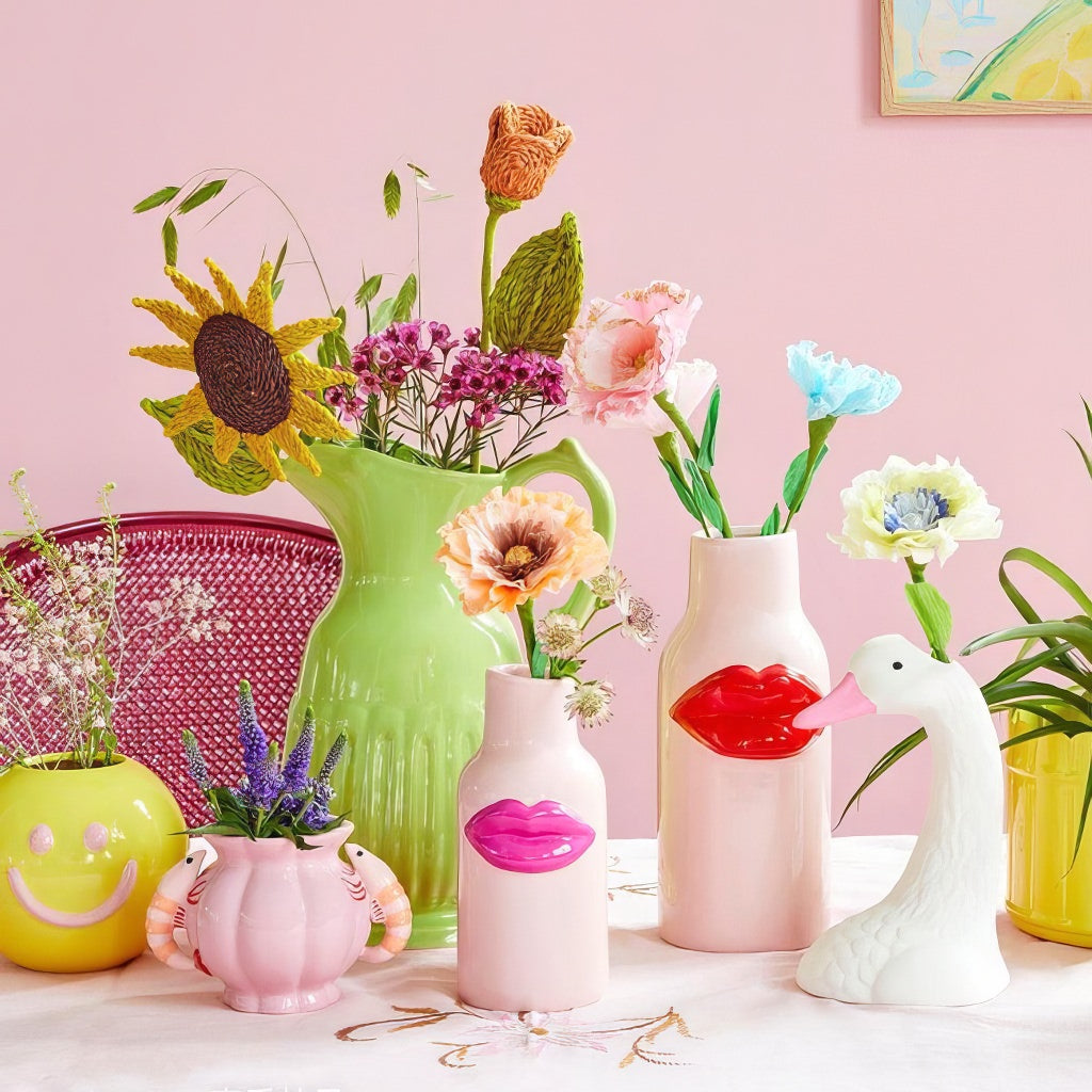 Coquette Estetyczny Ceramiczny Wazon z Gęsią