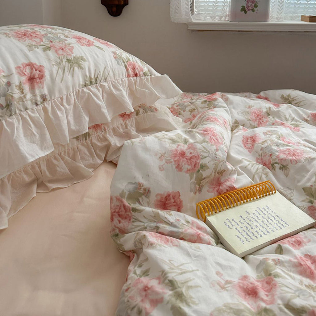 Zestaw pościeli Cottage Rose Creamy White Ruffle