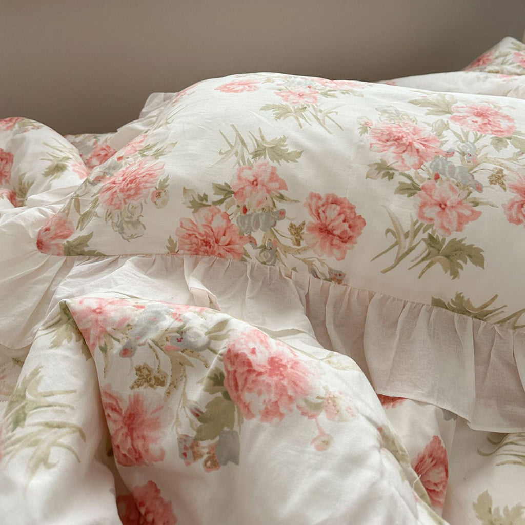 Zestaw pościeli Cottage Rose Creamy White Ruffle