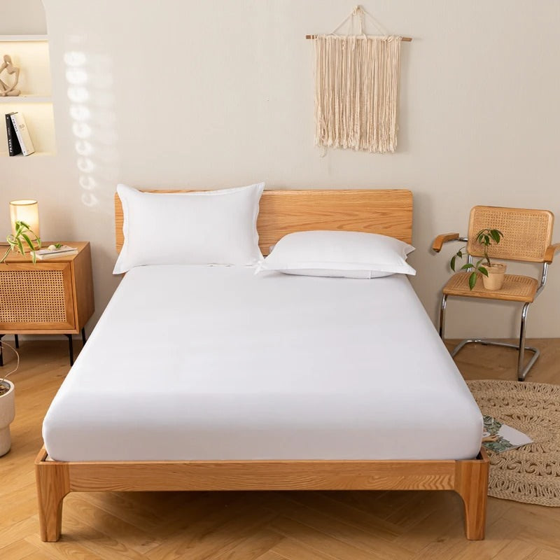 Jednokolorowy prosty bawełniany dopasowany prześcieradło