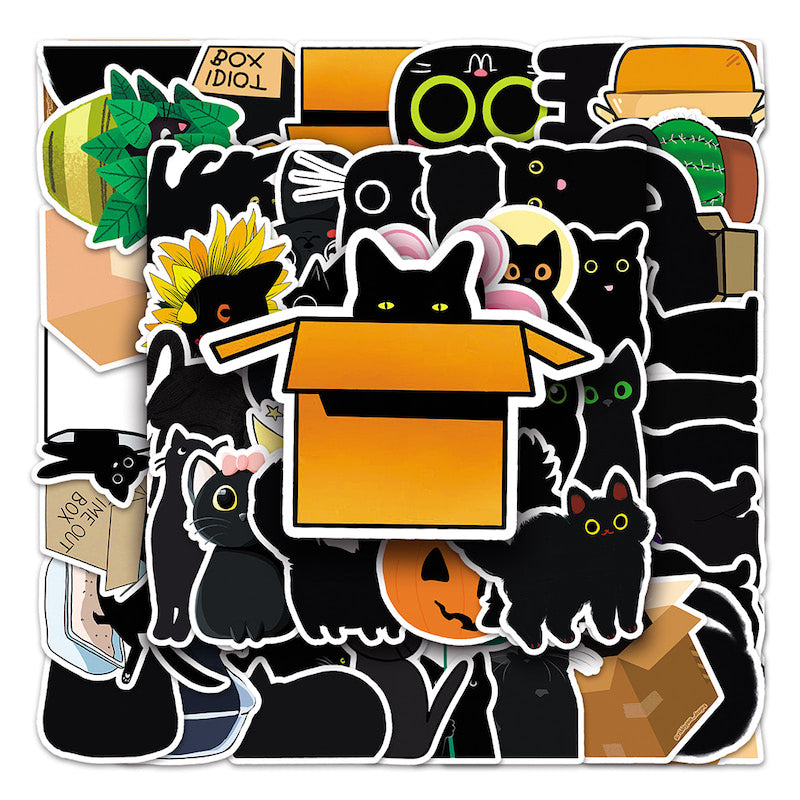 Zestaw nakletek z uroczymi czarnymi kotami