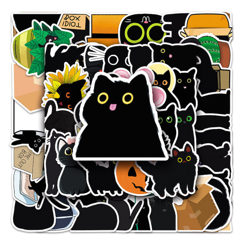 Zestaw nakletek z uroczymi czarnymi kotami