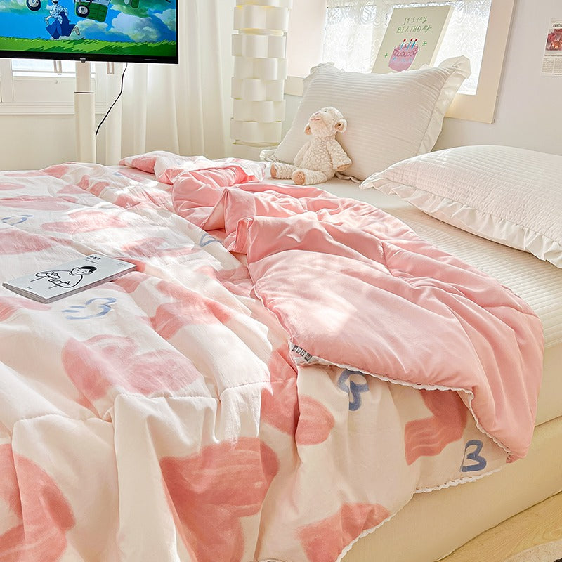 Różowa Pościel z Wzorem Serduszek