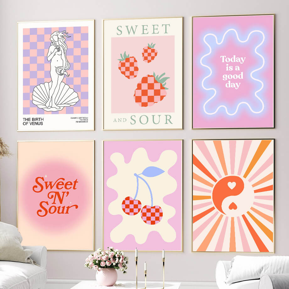 Słodko-Kwaśne Naklejki na Kanwy w Kratę