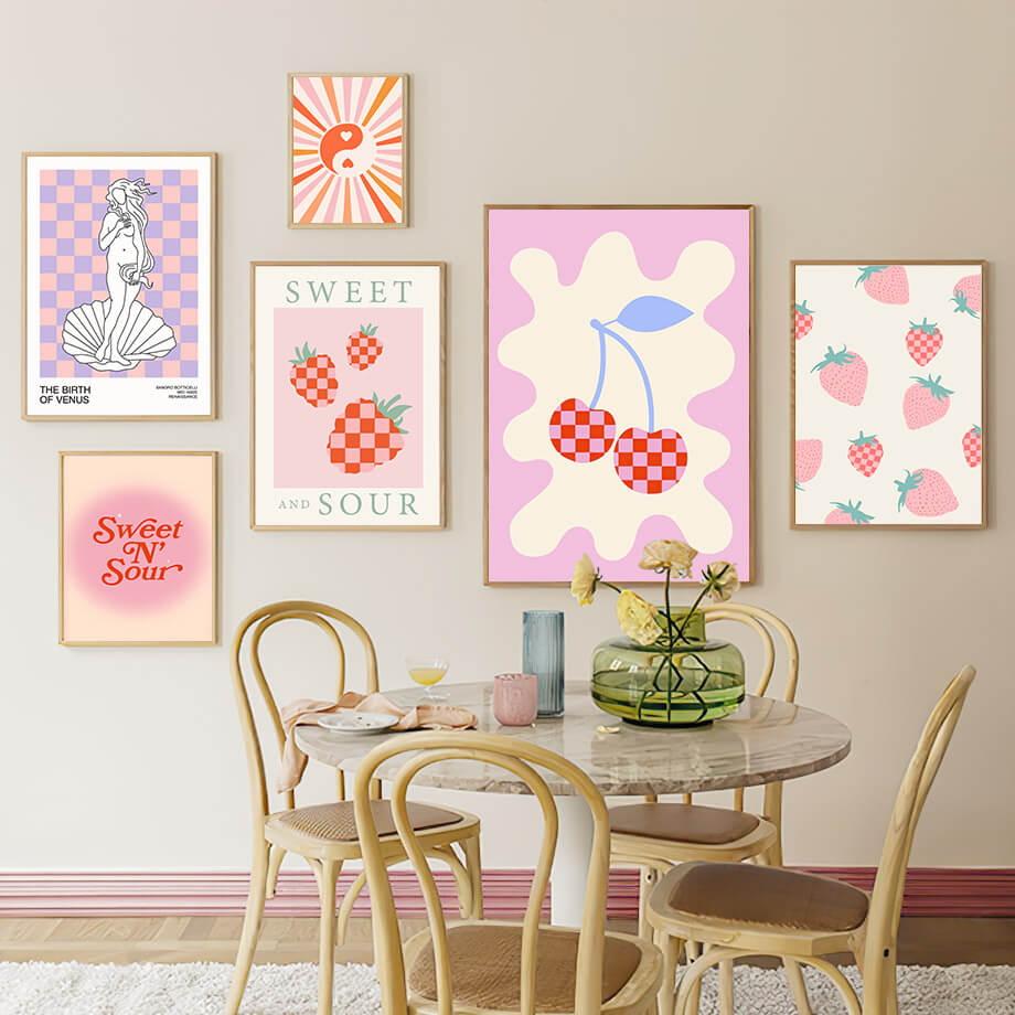 Słodko-Kwaśne Naklejki na Kanwy w Kratę