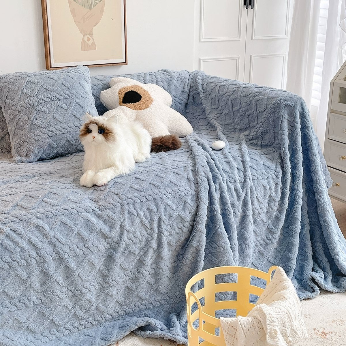 Kołdra z pluszowym wzorem w kratę