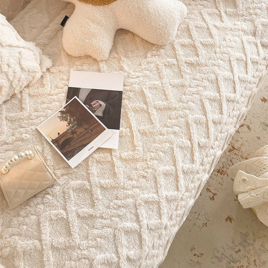 Kołdra z pluszowym wzorem w kratę