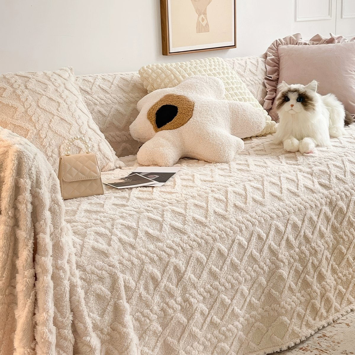 Kołdra z pluszowym wzorem w kratę