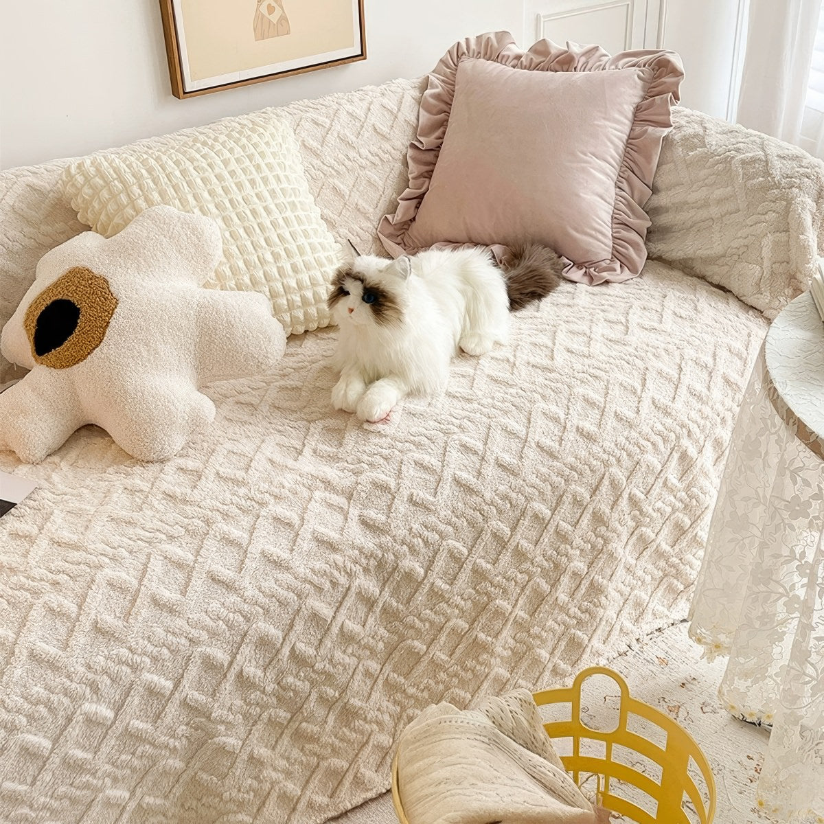 Kołdra z pluszowym wzorem w kratę