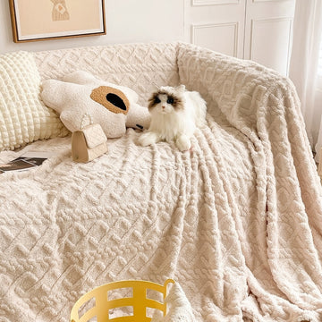 Kołdra z pluszowym wzorem w kratę
