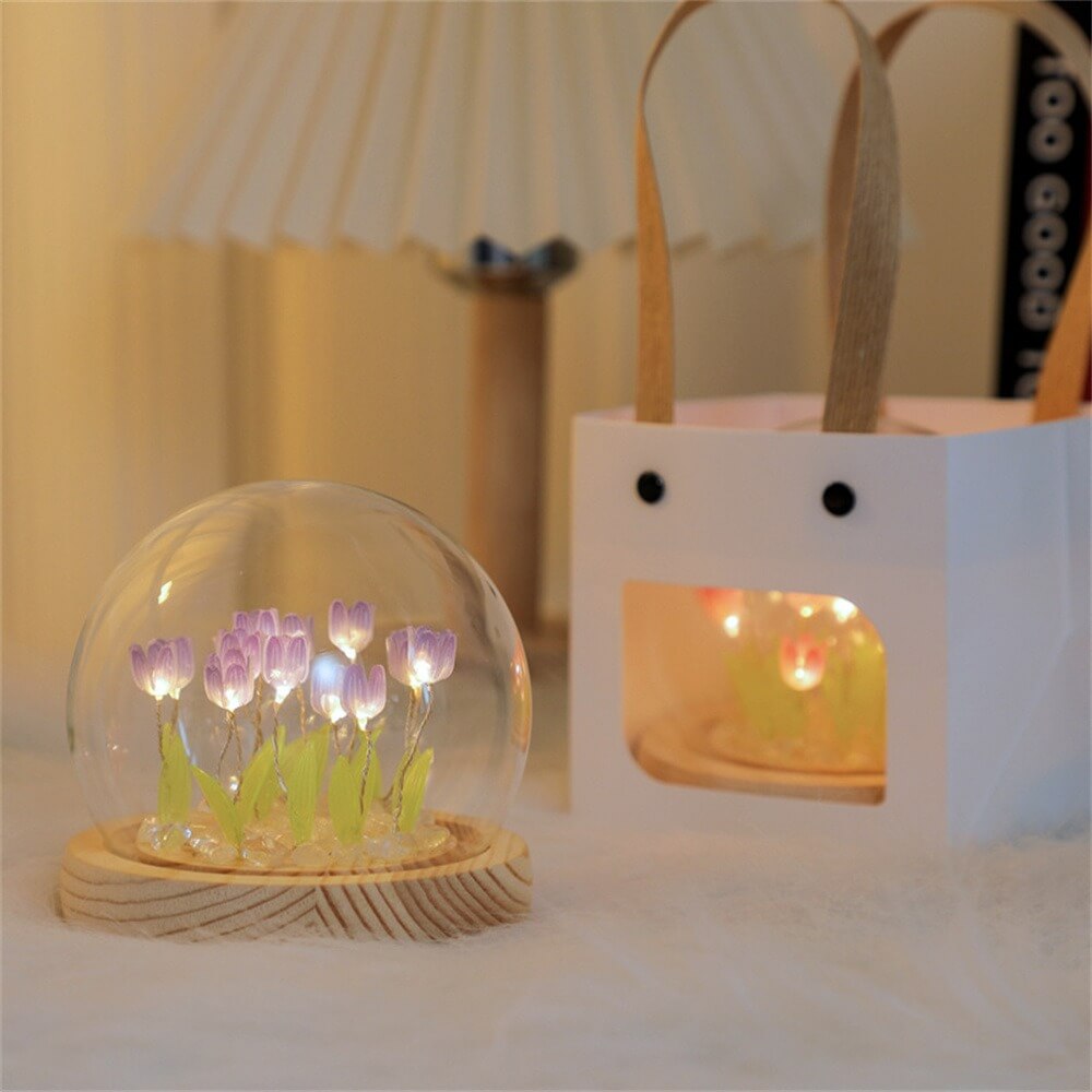 DIY Mini Lampki Nocne z Kwiatami Tulipana