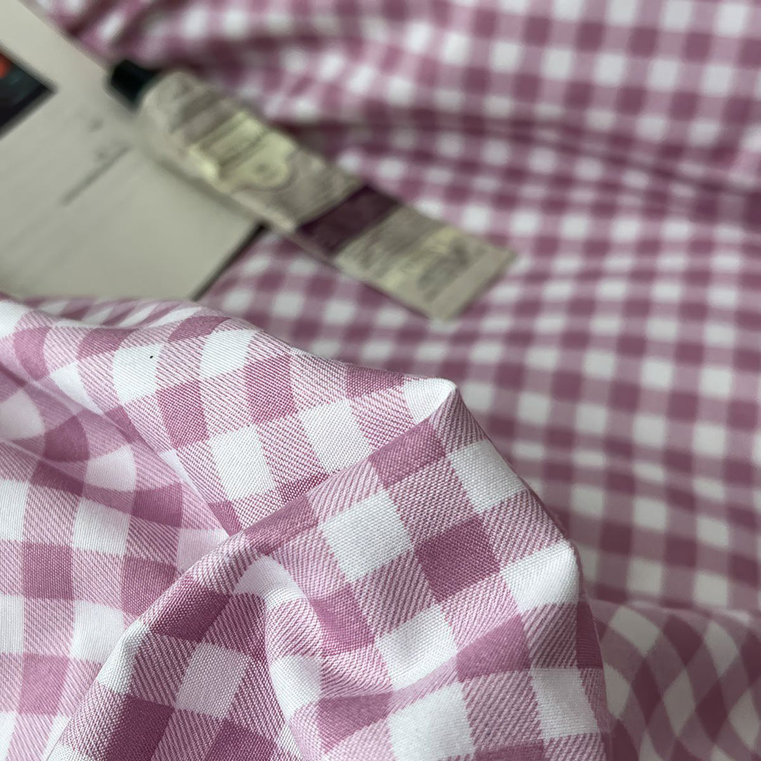 Pościel z kwiatowym wzorem w bordowe i fioletowe kratki