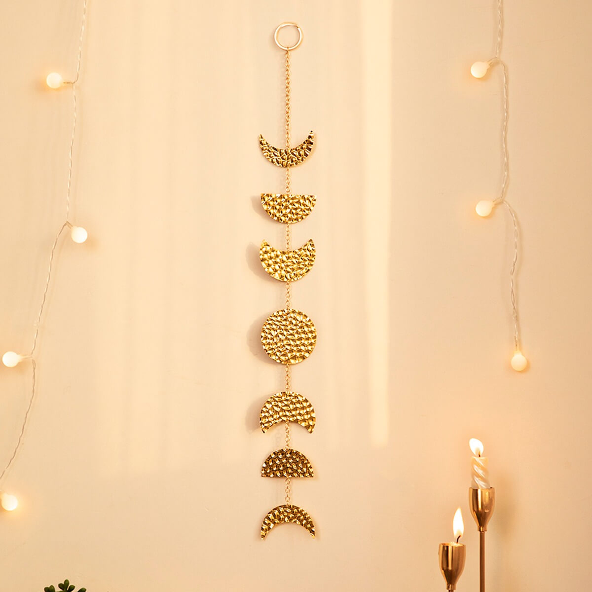 Kute złoty pionowy dekoracja ścienna faz księżyca