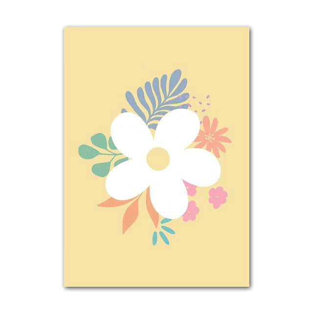 Żółte pastelowe plakaty z kwiatami na płótnie