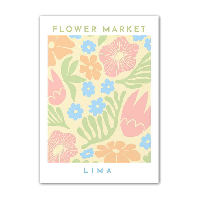 Żółte pastelowe plakaty z kwiatami na płótnie