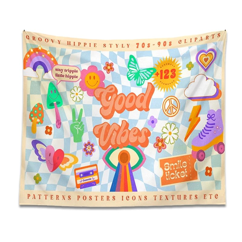 Plakat z w kratę Good Vibes