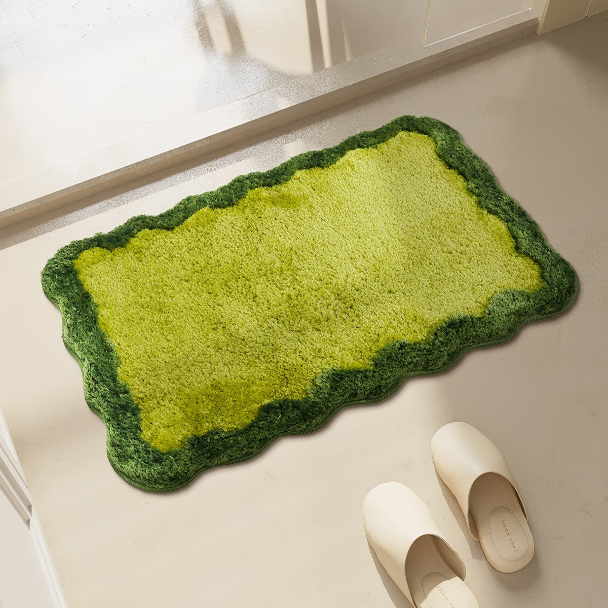 Prosta Zielona Matą Podłogowa Falista