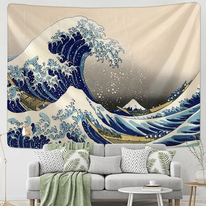 Hokusai Kanagawa Fala Tapestry