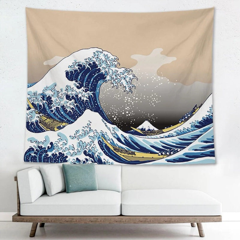 Hokusai Kanagawa Fala Tapestry