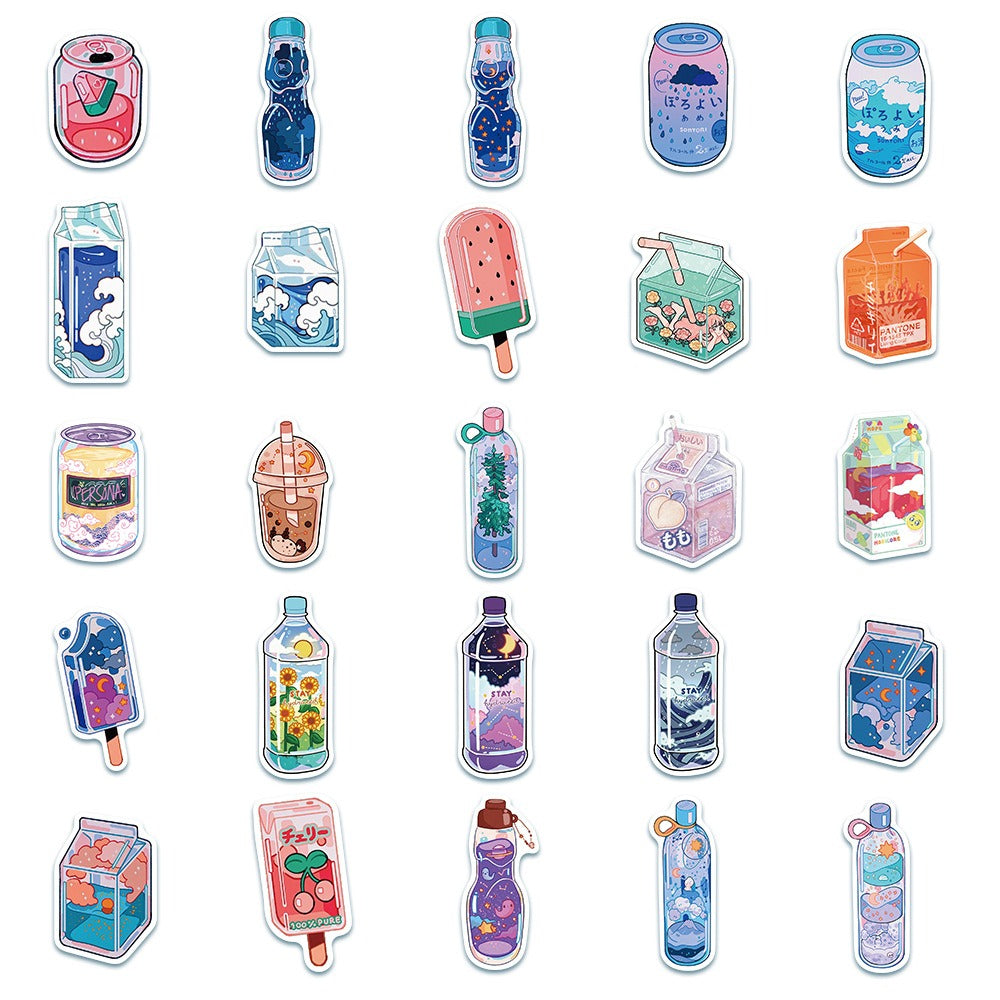 Zestaw Naklejek Kawaii Beverages