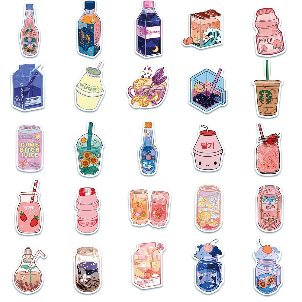 Zestaw Naklejek Kawaii Beverages