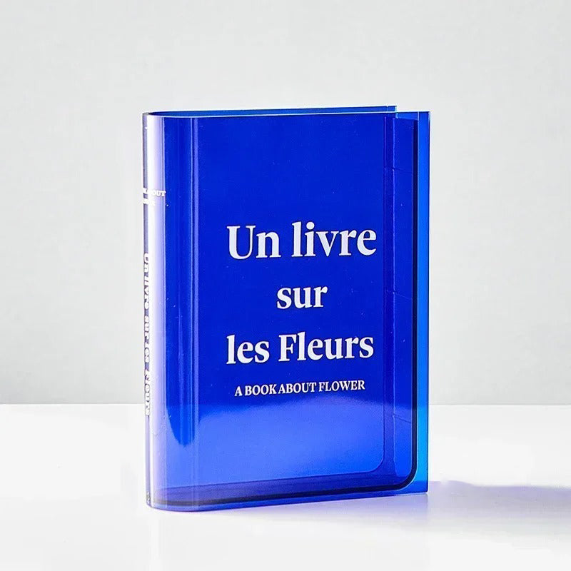 Kuferek na kwiaty z kolorowego akrylu w kształcie książki