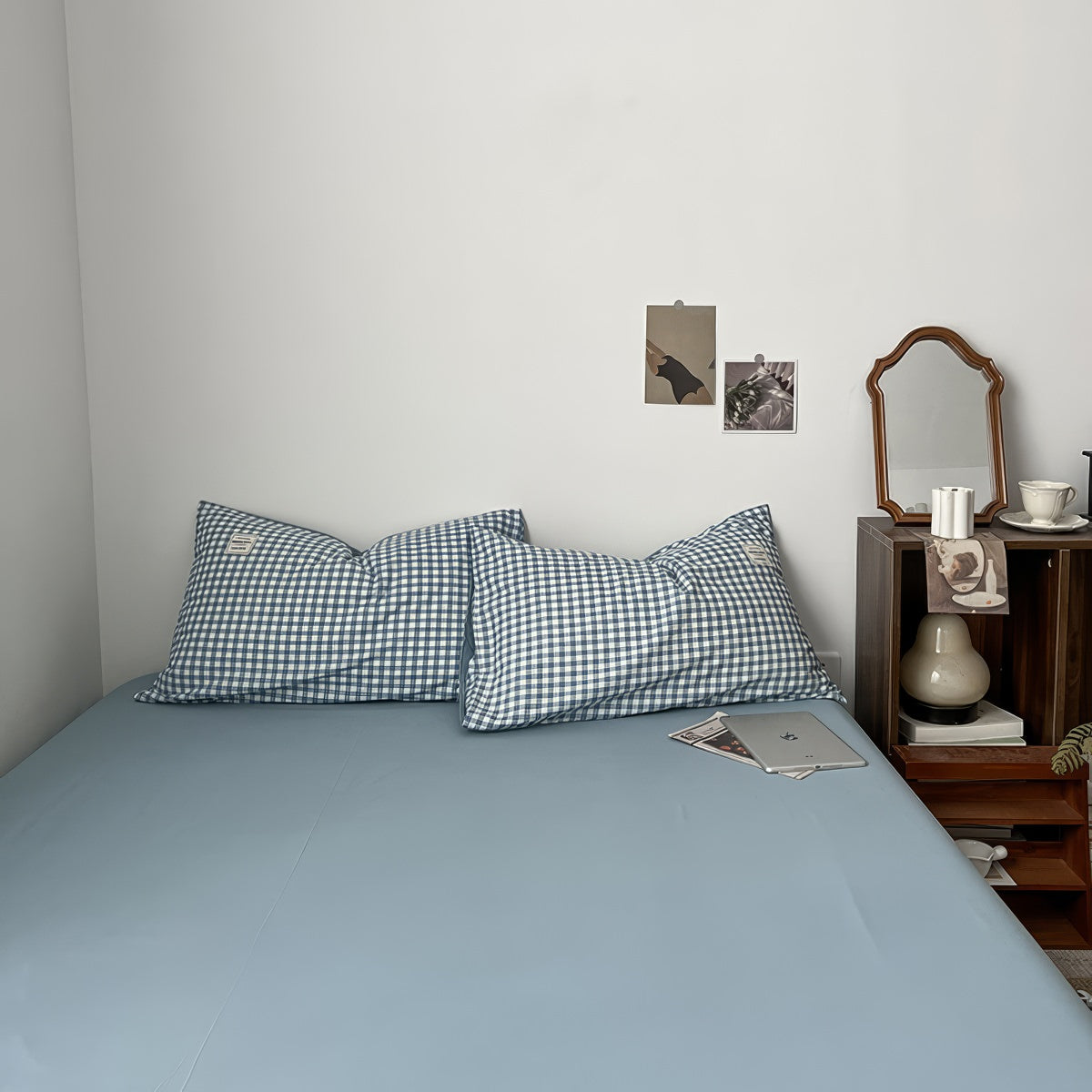 Zestaw pościeli w błękitny wzór gingham