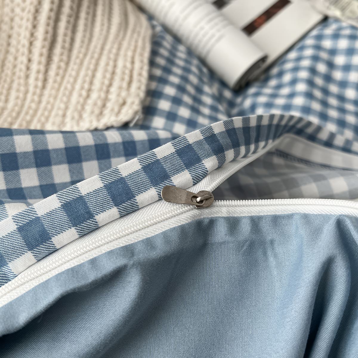 Zestaw pościeli w błękitny wzór gingham