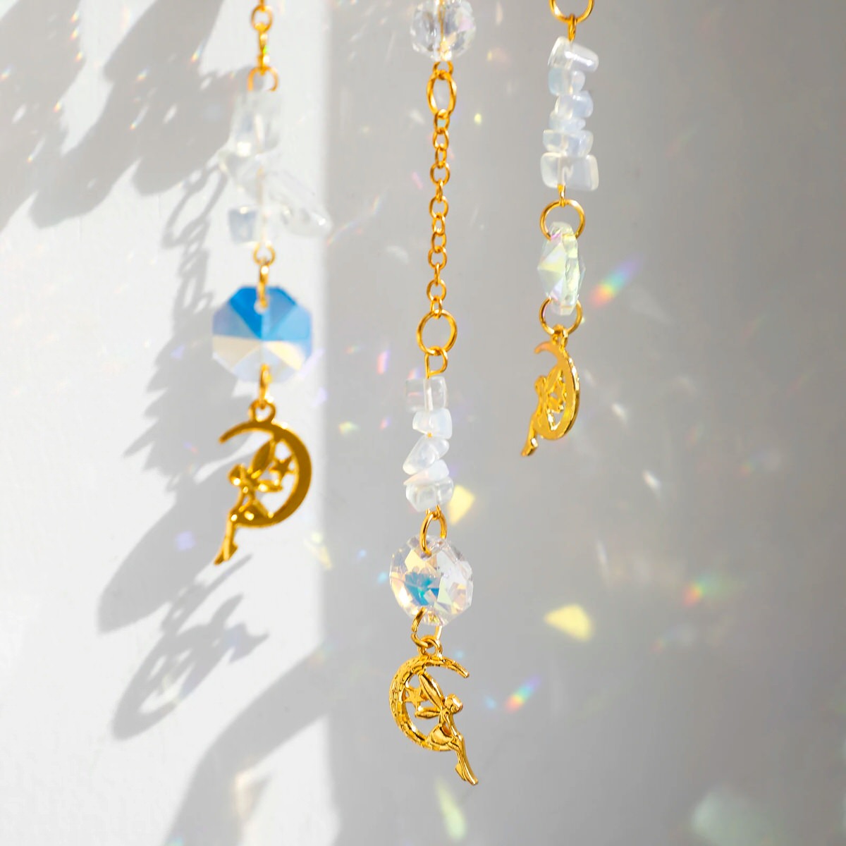 Kryształowa ozdoba na słońce z zawieszką księżyca