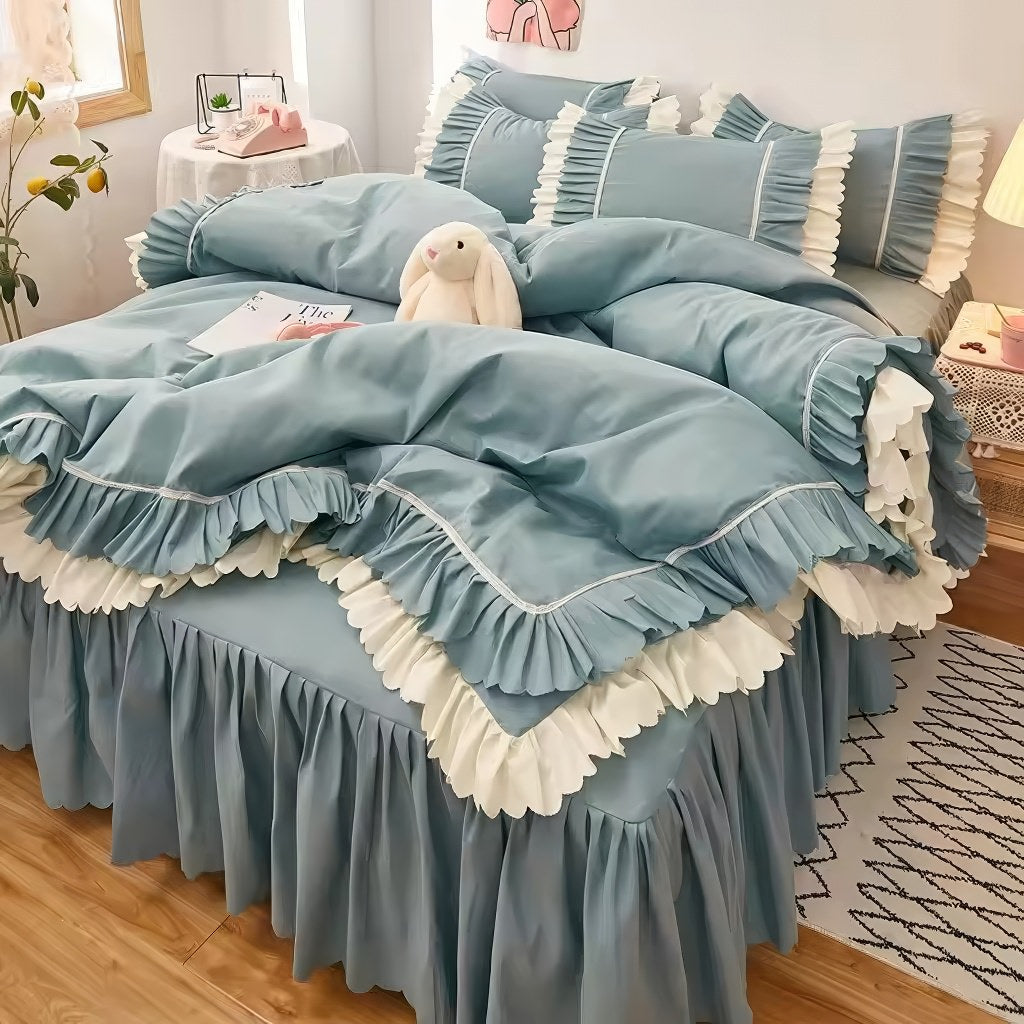 Lush Ruffled Coquette Estetyczny Zestaw Pościeli